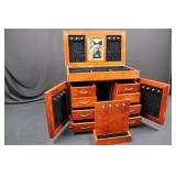 Wood Jewelry Armoire with Mirror - 2 Doors, Velvet Interior, Multiple Drawers Wood Jewelry Armoire with Mirror - 2 Doors, Velvet Interior, Multiple Drawers