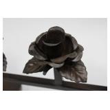 Wrought Iron Rose Candelabra with Ring Top - 6 Rose Candle Holders Wrought Iron Rose Candelabra with Ring Top - 6 Rose Candle Holders