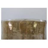 Three-Arm Wrought Iron Candelabra with Amber Glass Shades Three-Arm Wrought Iron Candelabra with Amber Glass Shades