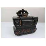 Ceramic Black Decorative Stove with Floral Base and Lid Ceramic Black Decorative Stove with Floral Base and Lid