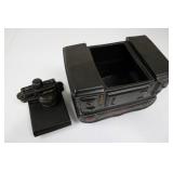 Ceramic Black Decorative Stove with Floral Base and Lid Ceramic Black Decorative Stove with Floral Base and Lid