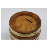 First State Bank of McLaughlin Barrel Coin Bank - Wooden Barrel with Slot First State Bank of McLaughlin Barrel Coin Bank - Wooden Barrel with Slot
