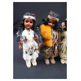 4-Piece Native American Fringe Dolls - Beaded Cloth Outfits, Made in Japan 4-Piece Native American Fringe Dolls - Beaded Cloth Outfits, Made in Japan