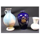 Fukagawa Porcelain 3-Piece Vase Set - Cobalt Blue with Gold Chrysanthemum & Pastel & White Vases Fukagawa Porcelain 3-Piece Vase Set - Cobalt Blue with Gold Chrysanthemum & Pastel & White Vases