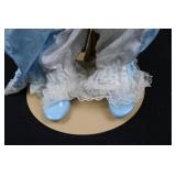 Porcelain Clown Doll - Blue Satin Dress with Lace Trim Porcelain Clown Doll - Blue Satin Dress with Lace Trim