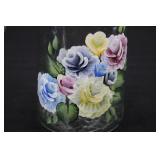 Hand-Painted Floral Glass Decanter with 2 Rose Wine Glasses Hand-Painted Floral Glass Decanter with 2 Rose Wine Glasses