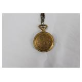 Pocket Watch - Vintage Gold-Tone with Engraved Case on Chain - Antique Floral Engraving Pocket Watch - Vintage Gold-Tone with Engraved Case on Chain - Antique Floral Engraving