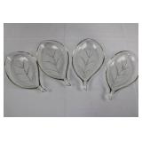 Leaf-Shaped Glass Dishes - Clear Glass with Gold Rim (Lot of 4) Leaf-Shaped Glass Dishes - Clear Glass with Gold Rim (Lot of 4)