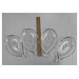 Leaf-Shaped Glass Dishes - Clear Glass with Gold Rim (Lot of 4) Leaf-Shaped Glass Dishes - Clear Glass with Gold Rim (Lot of 4)