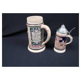 German Hand-Painted Beer Stein Set - 1L Large & Pewter-Lidded Small German Hand-Painted Beer Stein Set - 1L Large & Pewter-Lidded Small