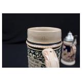 German Hand-Painted Beer Stein Set - 1L Large & Pewter-Lidded Small German Hand-Painted Beer Stein Set - 1L Large & Pewter-Lidded Small