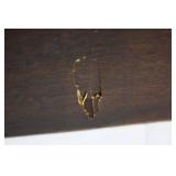 Antique Wooden Travel Case - Leather Trim, Brass Rivets, Embossed Center Panel Antique Wooden Travel Case - Leather Trim, Brass Rivets, Embossed Center Panel