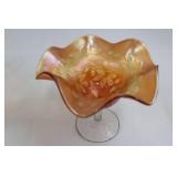 Amber Iridescent Carnival Glass Compote & Pedestal Goblet (2-Piece Set) Amber Iridescent Carnival Glass Compote & Pedestal Goblet (2-Piece Set)