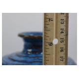 Blue Swirl Glazed Ceramic Vase, Narrow Neck - Studio Pottery Blue Swirl Glazed Ceramic Vase, Narrow Neck - Studio Pottery