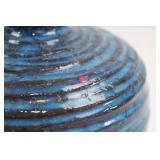 Blue Swirl Glazed Ceramic Vase, Narrow Neck - Studio Pottery Blue Swirl Glazed Ceramic Vase, Narrow Neck - Studio Pottery
