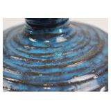 Blue Swirl Glazed Ceramic Vase, Narrow Neck - Studio Pottery Blue Swirl Glazed Ceramic Vase, Narrow Neck - Studio Pottery