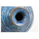 Blue Swirl Glazed Ceramic Vase, Narrow Neck - Studio Pottery Blue Swirl Glazed Ceramic Vase, Narrow Neck - Studio Pottery