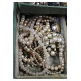 Green Metal Jewelry Box with Compartments - Assorted Costume Jewelry Green Metal Jewelry Box with Compartments - Assorted Costume Jewelry