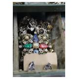 Green Metal Jewelry Box with Compartments - Assorted Costume Jewelry Green Metal Jewelry Box with Compartments - Assorted Costume Jewelry
