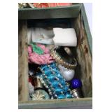 Green Metal Jewelry Box with Compartments - Assorted Costume Jewelry Green Metal Jewelry Box with Compartments - Assorted Costume Jewelry