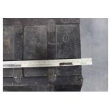 Antique Iron-Banded Steamer Trunk - Ornate Hardware, Dark Patina, Vintage Metal Chest Antique Iron-Banded Steamer Trunk - Ornate Hardware, Dark Patina, Vintage Metal Chest