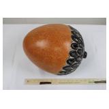 Terracotta Gourd Vase with Black Leaf-Scale Relief on Lower Half Terracotta Gourd Vase with Black Leaf-Scale Relief on Lower Half