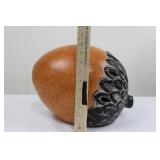 Terracotta Gourd Vase with Black Leaf-Scale Relief on Lower Half Terracotta Gourd Vase with Black Leaf-Scale Relief on Lower Half