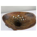 Antique Carved Wood Vase Stand - Lattice Sides & Scroll Base Antique Carved Wood Vase Stand - Lattice Sides & Scroll Base