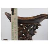 Antique Carved Wood Vase Stand - Lattice Sides & Scroll Base Antique Carved Wood Vase Stand - Lattice Sides & Scroll Base
