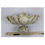 Cream Italian Ceramic Compote Bowl on Pedestal - Rococo Style, 13in Diameter Cream Italian Ceramic Compote Bowl on Pedestal - Rococo Style, 13in Diameter