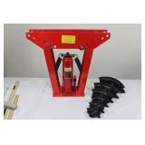 12 Ton Hydraulic Jack on Red A-Frame Stand with 6 Curved Roller Inserts 12 Ton Hydraulic Jack on Red A-Frame Stand with 6 Curved Roller Inserts