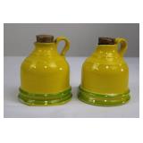 BALDELLI ITALY Yellow Ceramic Oil Cruets - Pair with Cork Stoppers BALDELLI ITALY Yellow Ceramic Oil Cruets - Pair with Cork Stoppers