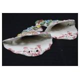 Porcelain Floral Shoes - Italy Hand-Painted Pair of Decorative Slippers Porcelain Floral Shoes - Italy Hand-Painted Pair of Decorative Slippers