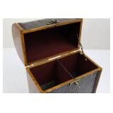 Vintage Grapevine-Embossed Wood Jewelry Box with Metal Panels & Dual Compartments Vintage Grapevine-Embossed Wood Jewelry Box with Metal Panels & Dual Compartments