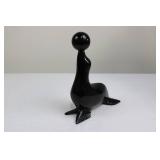 Seal Marble Sculpture - Black Gloss Ball-on-Neck Decorative Figurine Seal Marble Sculpture - Black Gloss Ball-on-Neck Decorative Figurine
