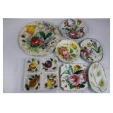 Floral Italian Ceramic Dinnerware Set - Platter, Bowls & 4 Small Plates Floral Italian Ceramic Dinnerware Set - Platter, Bowls & 4 Small Plates