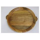 Acacia Wood Oversized Round Serving Tray with Handles Acacia Wood Oversized Round Serving Tray with Handles