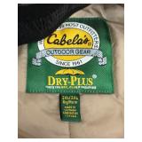 Cabelas dry plus insulated bibs and jacket. Jacket size 3x bibs size 2x