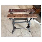 Adjustable folding work bench