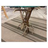 Authentic Deer antler base side table with etched glass deer top