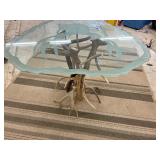 Authentic Deer antler base side table with etched glass deer top
