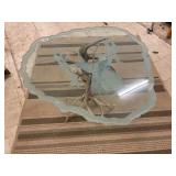 Authentic Antler deer base with etched glass top