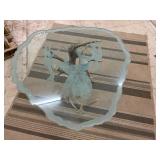 Authentic Antler deer base with etched glass top