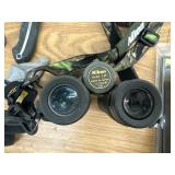 Binoculars, accessories, and knife