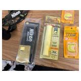 Binoculars, accessories, and knife