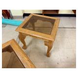 End tables(2) and coffee table with glass inserts