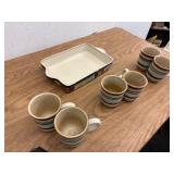 Set of 6 coffee mugs with matching tray holder