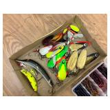 tackle boxes of spoons and plastics