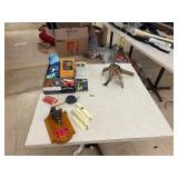 Decor lot with gag grenade and antler lamp