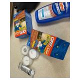 Pairs of Boot traction covers and off mosquito wipes and